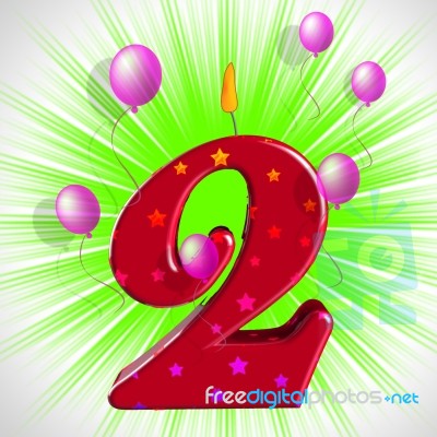 Number Two Party Means Second Birthday Or Celebration Stock Image