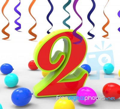 Number Two Party Shows Birthday Celebration Or Party Stock Image