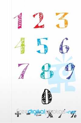 Numbers And Signs On White Stock Image