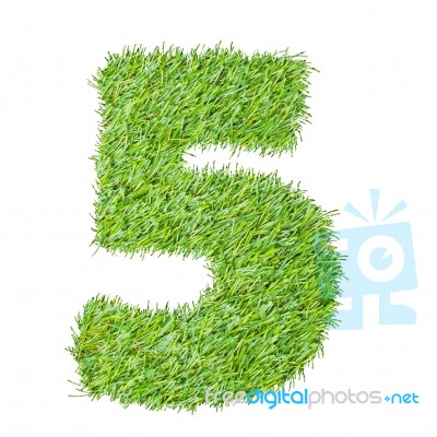 Numbers From The Green Grass, Isolated On White Stock Photo