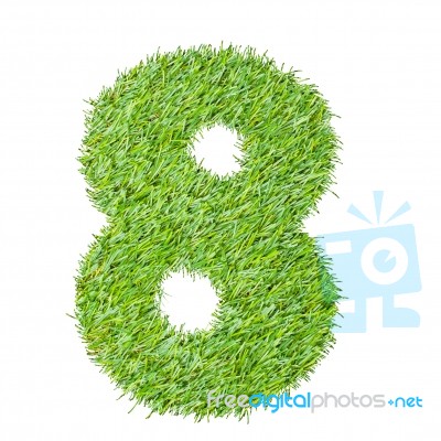 Numbers From The Green Grass, Isolated On White Stock Photo