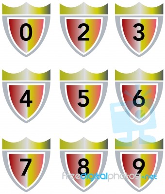 Numbers Shield Crown Retro Stock Image