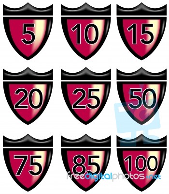 Numbers Shield Crown Retro Stock Image