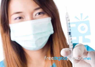 Nurse  Holding Syringe Stock Photo