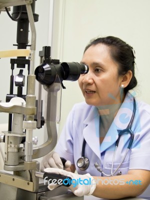 Nurse With Optometer Stock Photo