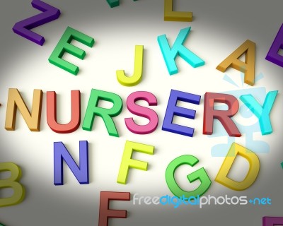 Nursery Written In Kids Letters Stock Image