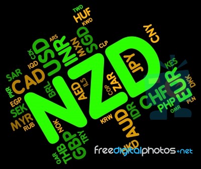 Nzd Currency Indicates New Zealand Dollar And Broker Stock Image