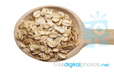 Oats On Wooden Spoon Stock Photo