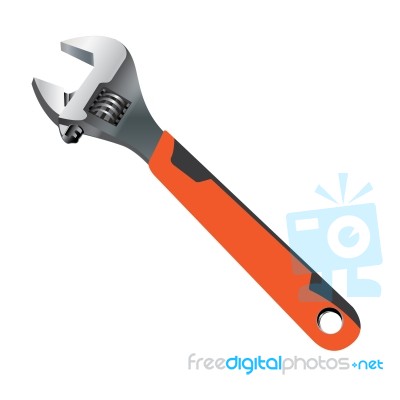 Object Tool. Wrench On A Orange And Dark Grey Isolated On White Background. Tool Service Stock Image