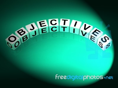 Objectives Dice Show Motivation Aims And Goals Stock Image