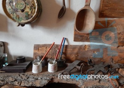 Objects Of Ancient Use, Retro Instruments  Stock Photo