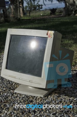 Obsolete And Heavy Ctr Monitor Stock Photo