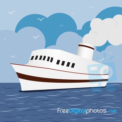 Ocean Liner Cruise Ship Boat At Sea Stock Image