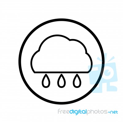 Of Cloud And Rain Icon In Circle Line -  Iconic Des Stock Image