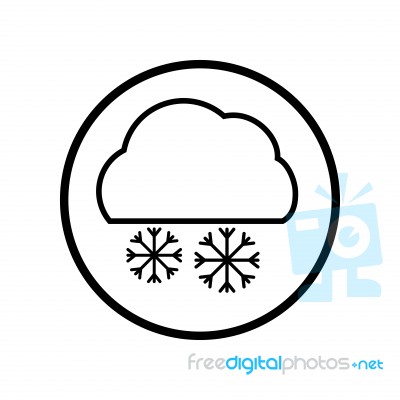 Of Cloud And Snowflake Icon In Circle Line -  Iconi Stock Image