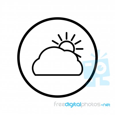 Of Cloud And Sun Icon In Circle Line -  Iconic Desi Stock Image