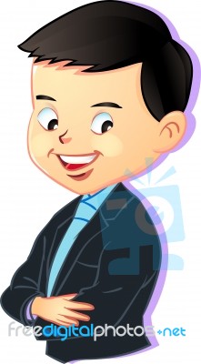 Of Young Boy In Business Style, Cartoon Illustration Stock Image