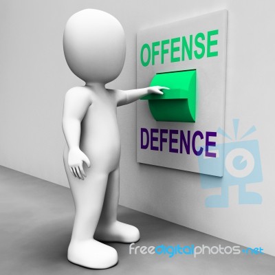 Offense Defence Switch Shows Attack Or Defend Stock Image