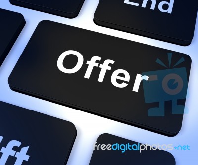 Offer Computer Key Showing Discounts Reductions Or Sales Stock Image