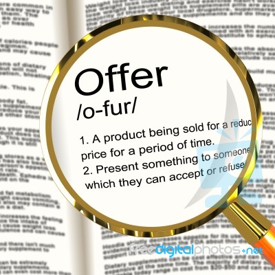 Offer Definition Magnifier Stock Image