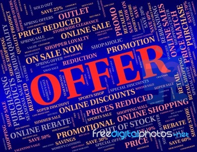 Offer Word Represents Save Retail And Discounts Stock Image