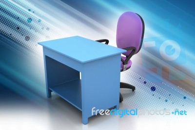 Office Chair And Computer Table Stock Image