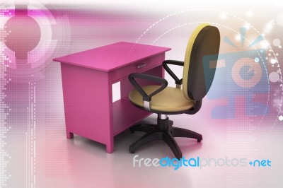 Office Chair And Computer Table Stock Image