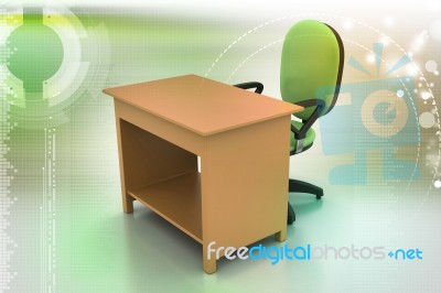 Office Chair And Computer Table Stock Image