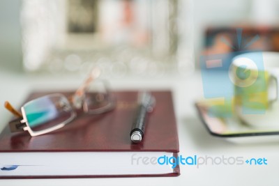 Office Desk Blurred Background Stock Photo