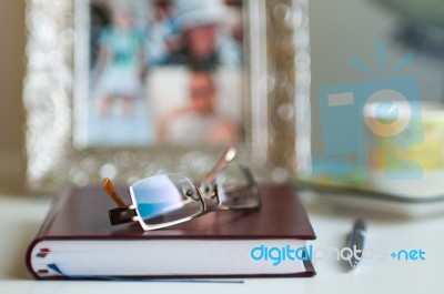 Office Desk Blurred Background Stock Photo