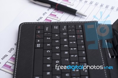 Office Equipment On The White Table Stock Photo