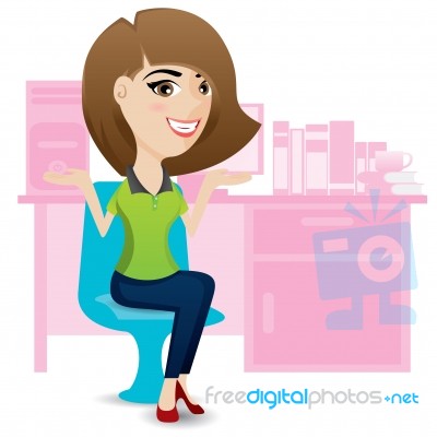 Office Lady Ralax On Chair Stock Image