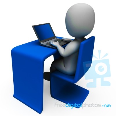 Office Worker And Computer Shows Typing Stock Image