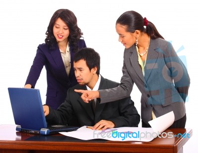 Officers Working In Computer Stock Photo