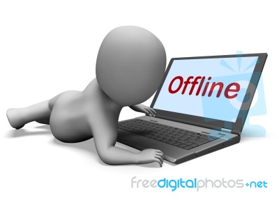 Offline Character Laptop Shows Www Communication Status Disconne… Stock Image