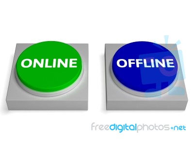 Offline Online Buttons Shows Off-line Or On-line Stock Image