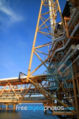 Offshore Construction Platform For Production Oil And Gas,oil And Gas Industry Stock Photo