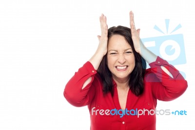 Oh My God, This Headache ! Stock Photo