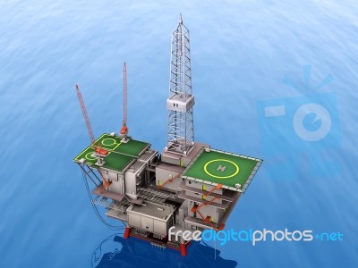 Oil Platform Lost The Blue Sea Stock Image