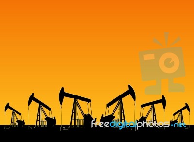 Oil Pumps On Sunset Stock Image