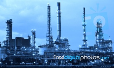 Oil Refinery Industry In Metalic Color Style Use As Metal Style Of Heavy Industry Background Stock Photo