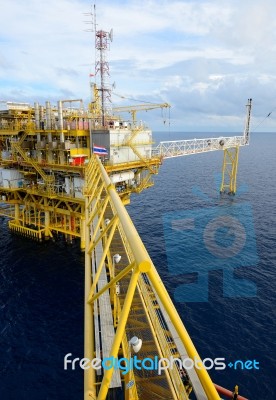 Oil Rig At Sea Stock Photo