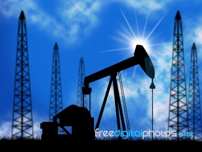 Oil Wells Means Power Source And Drill Stock Image