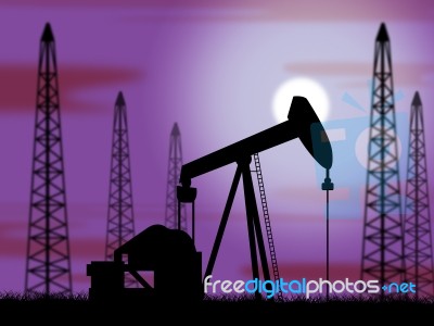 Oil Wells Means Power Source And Drilling Stock Image