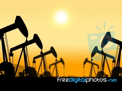 Oil Wells Represents Extract Refineries And Oilfield Stock Image