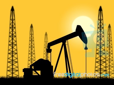 Oil Wells Represents Power Source And Drilling Stock Image