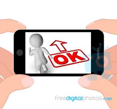 Okay And 3d Character Displays O.k. Ok All Right Agree Stock Image