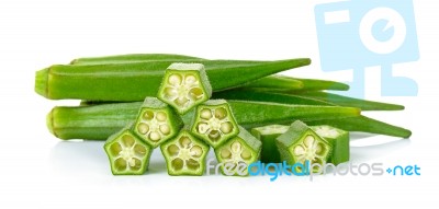 Okra Isolated On The White Backgroud Stock Photo