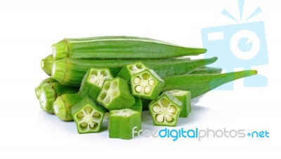 Okra Isolated On The White Backgroud Stock Photo