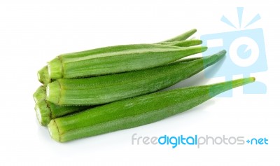 Okra Isolated On The White Backgroud Stock Photo